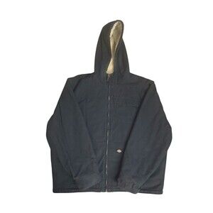 Dickies Jacket Black Sherpa Lined Hooded Full Zip Workwear Coat Warm Sz 2XLR